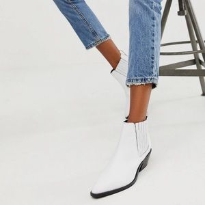 ASOS DESIGN white leather western Chelsea boots